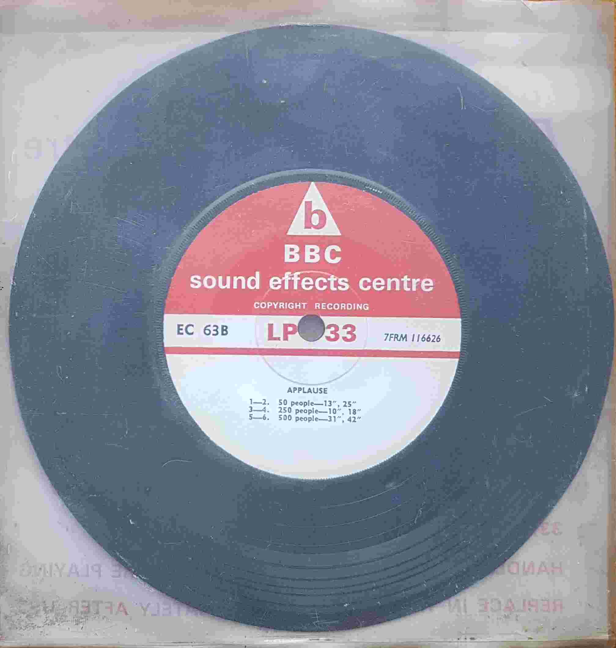 Picture of EC 63B Applause at concert by artist Not registered from the BBC records and Tapes library